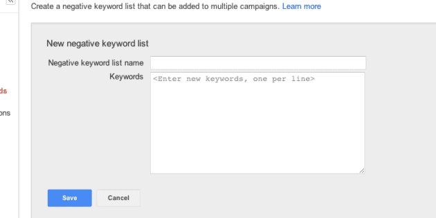 negative keyword tips