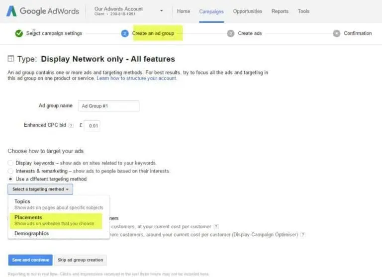 Managed Placements Setup 1 Adwords Managed Placements Explanations And Tips