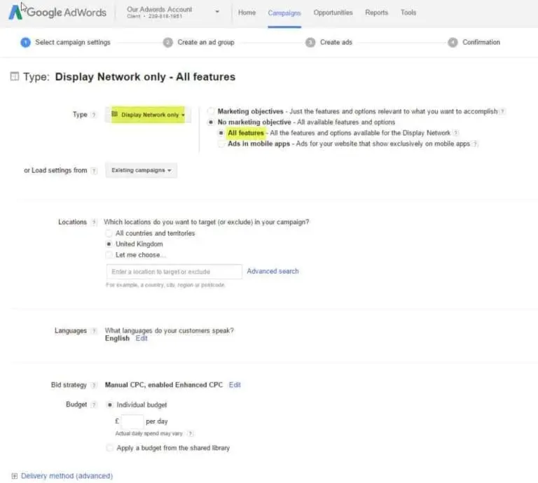 Setup Step 1 Managed Placement 1024X920 1 Adwords Managed Placements Explanations And Tips