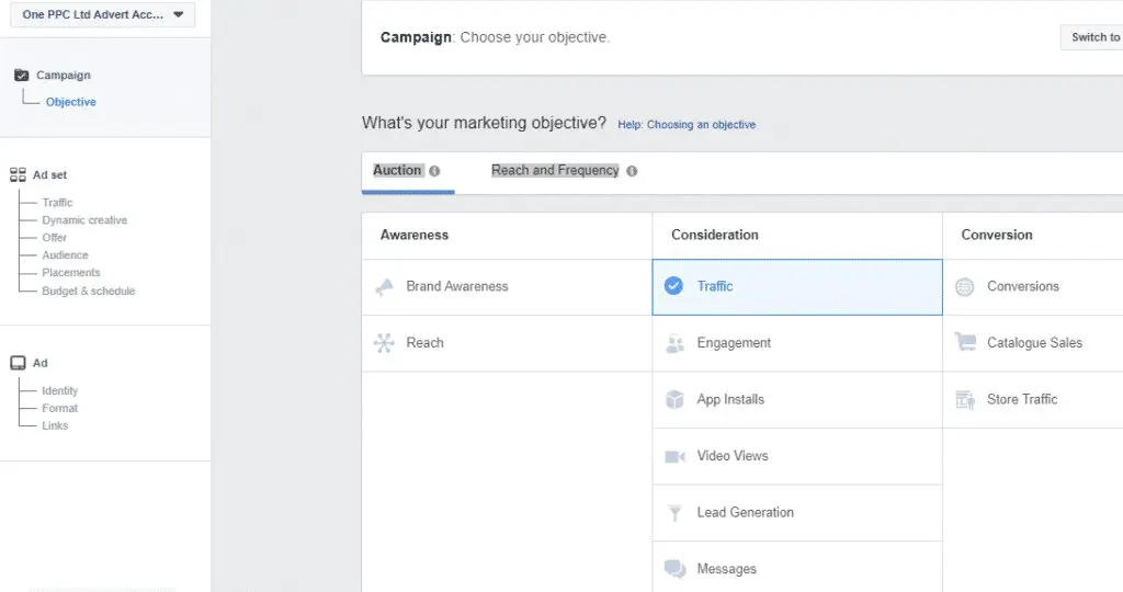 Facebook Ads Manager Setup Campaign Objectives