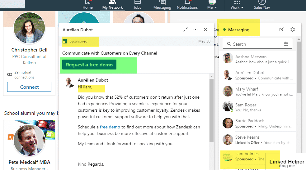 Linkedin Lead Gen Message Ads Example 1 Sponsored Inmail Linkedin Lead Gen Message Ads