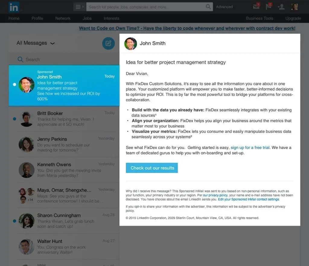 Message Ads Linkedin Inmail 3 Sponsored Inmail Message Ads Linkedin Inmail