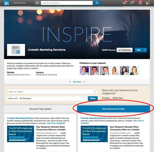 Sponsored Content LinkedIn ads