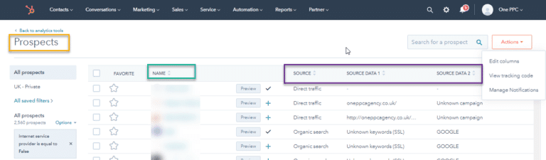 Hubspot Prospects tool more