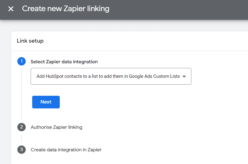 Create Zapier Linking Google Ads Customer Match