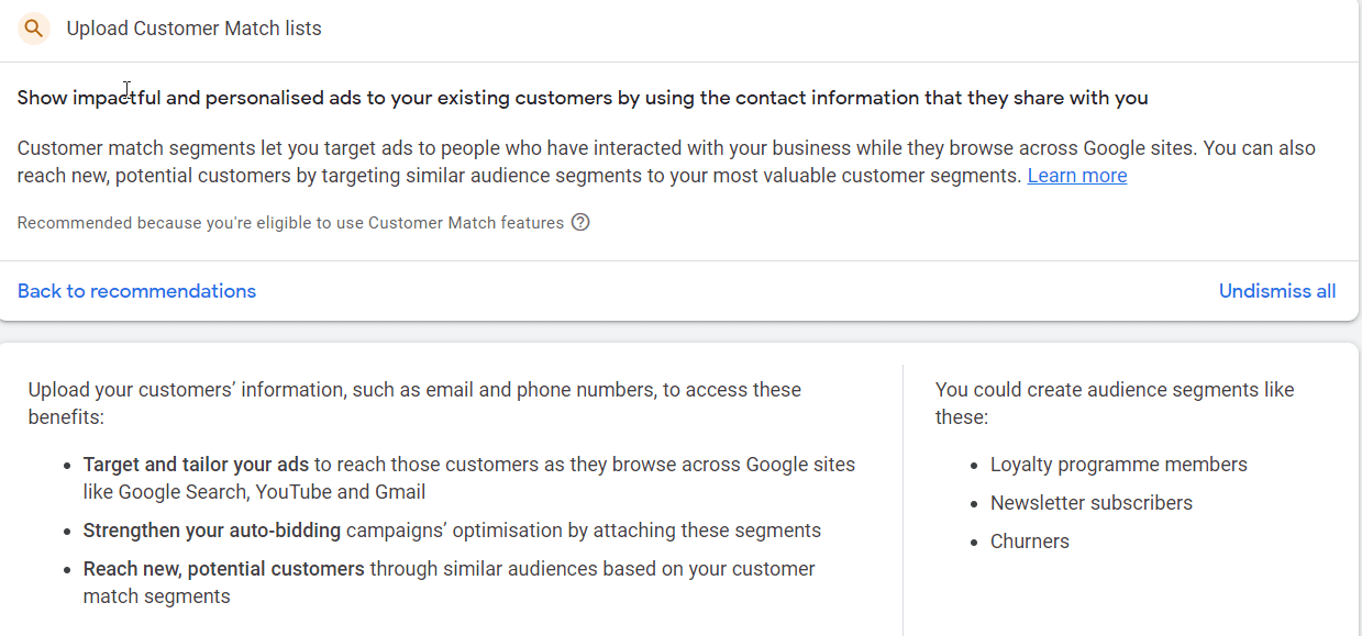 Customer Match Inside Google Ads