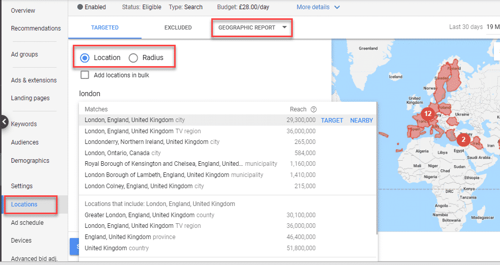 Local Targeting Google Ads Locations