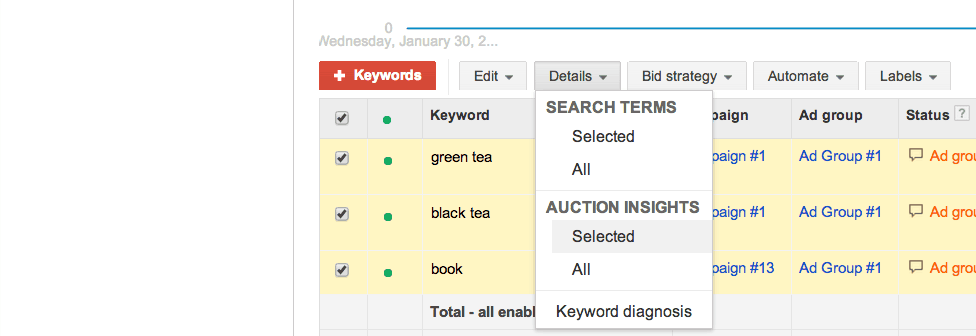 Negative Keywords search terms