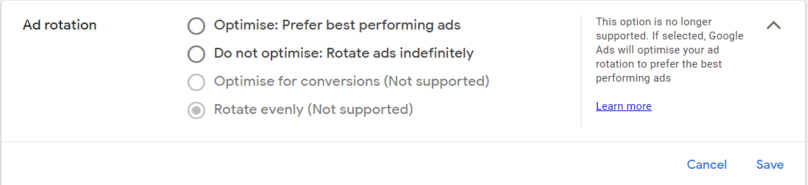 Ad Rotation Settings Google Ads