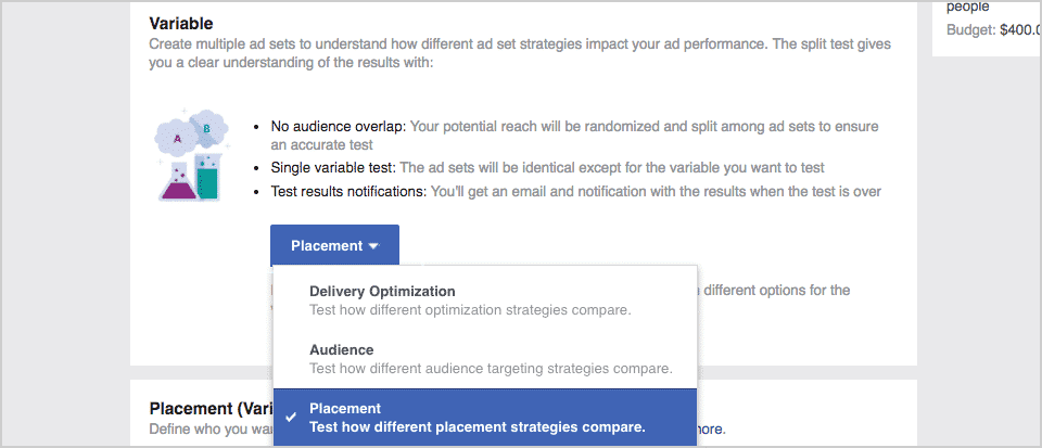 Facebook Ad Sets Split Test