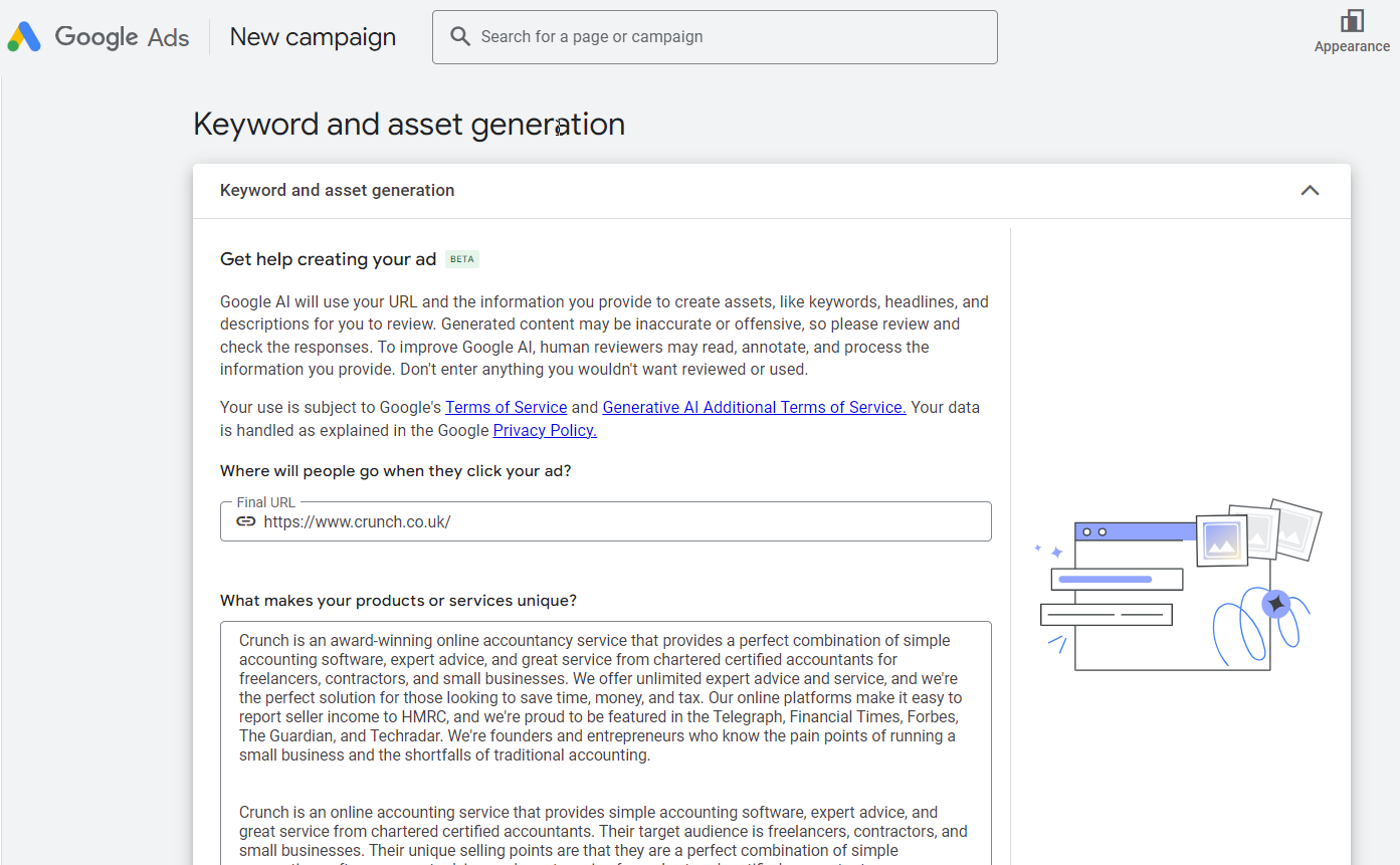 Keywords And Asset Generation Ai