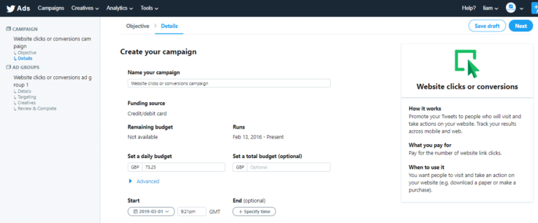 Twitter Ads Campaign Conversions Clicks