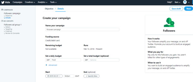 Twitter Ads Campaign Followers