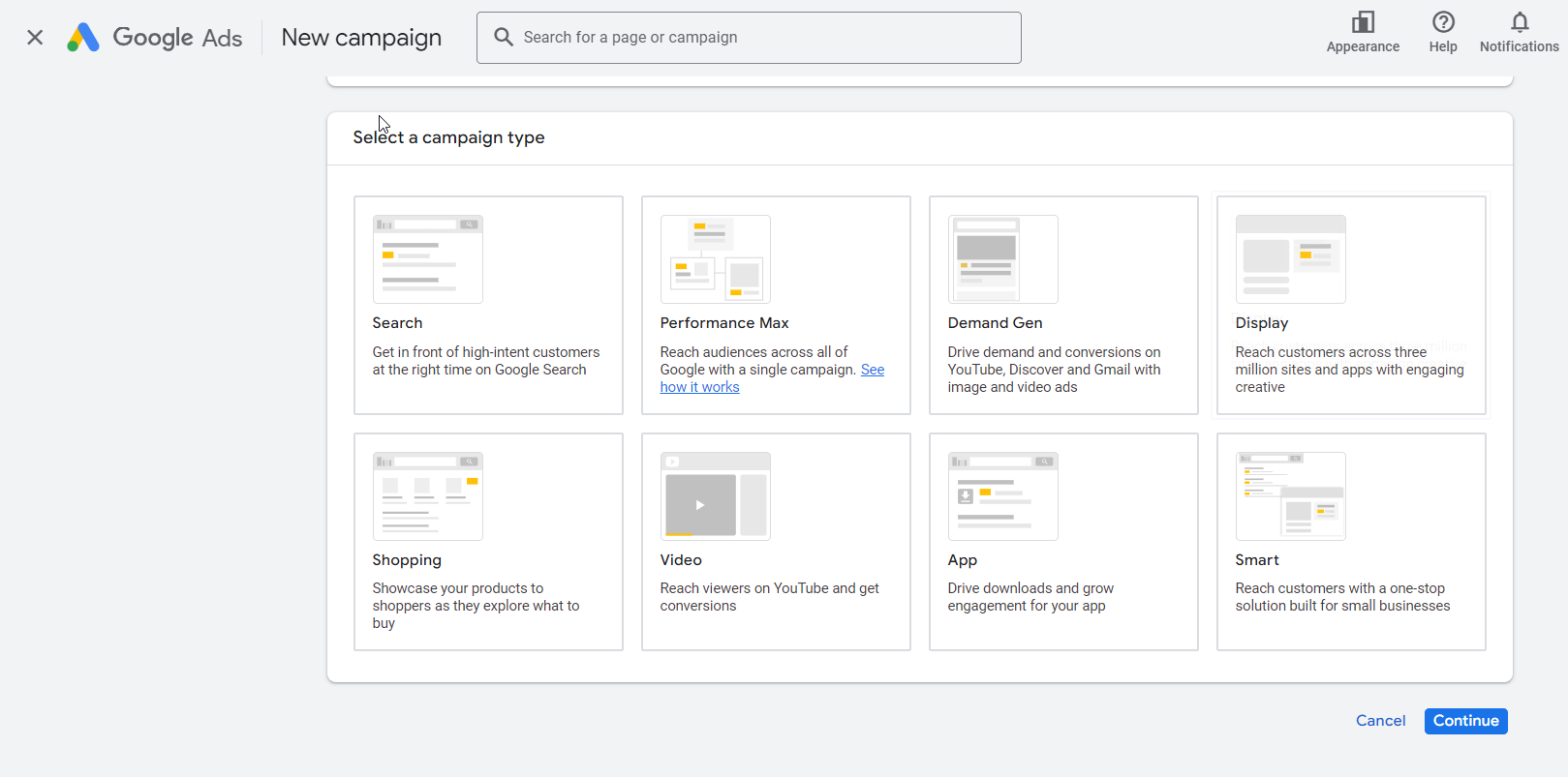 Google Ads Campaign Types