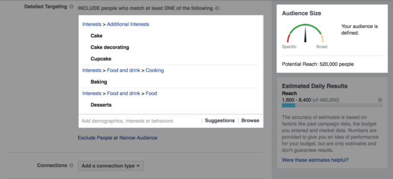 Audience Size targeting Facebook Ads 1