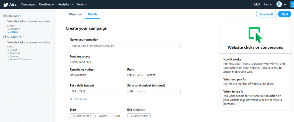 Campaign Conversions Clicks Twitter Ads