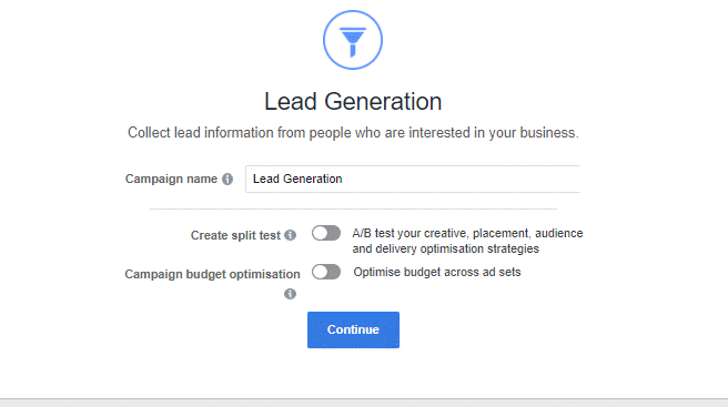 Lead Generation Facebook Campaign Objective Facebook Ads
