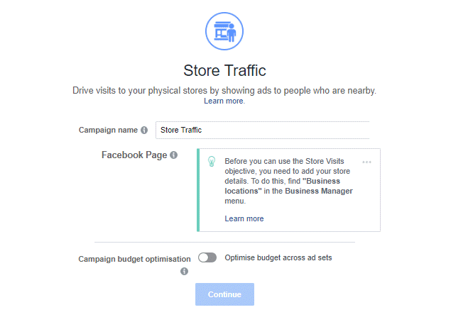 Store Traffic Campaign Objective Facebook Ads