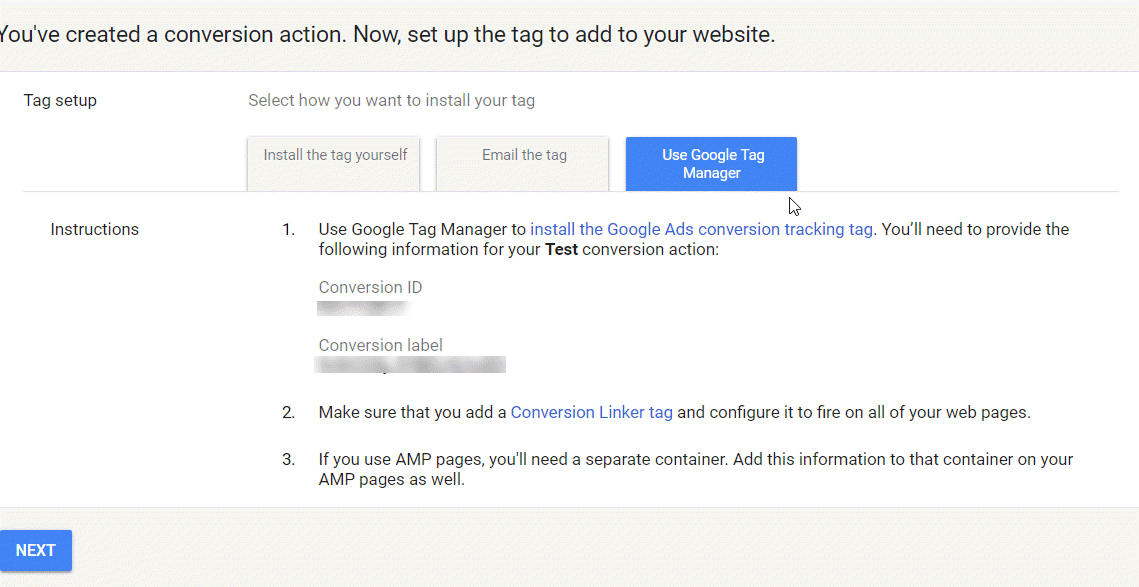Tag Manager Google Conversion Tracking installation