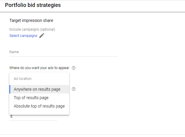 Target Impressions Share Google Ads