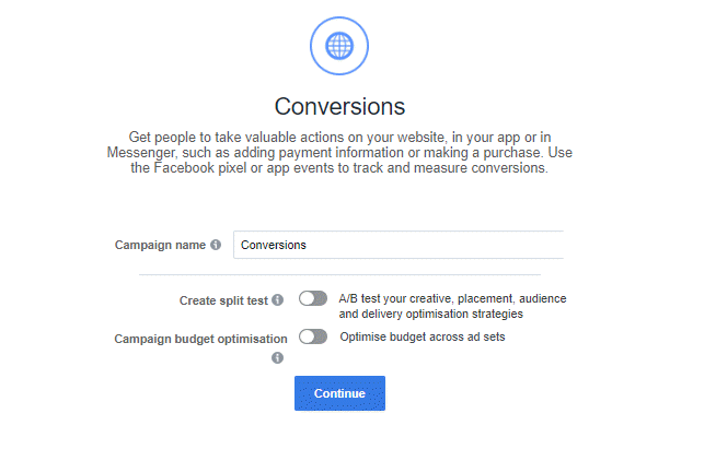 conversions Facebook campaign objective Facebook Ads