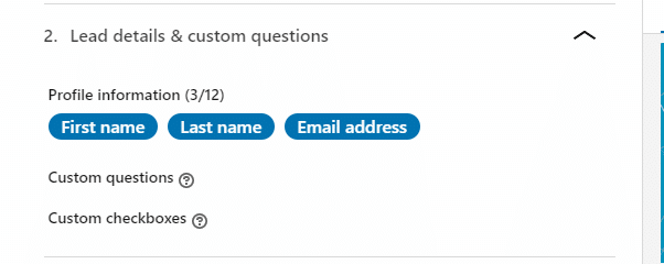 Lead Gen Form LinkedIn Lead Details and Custom Questions 2