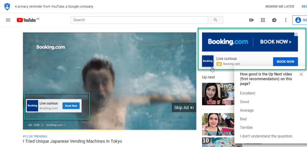 YouTube remarekting Advert