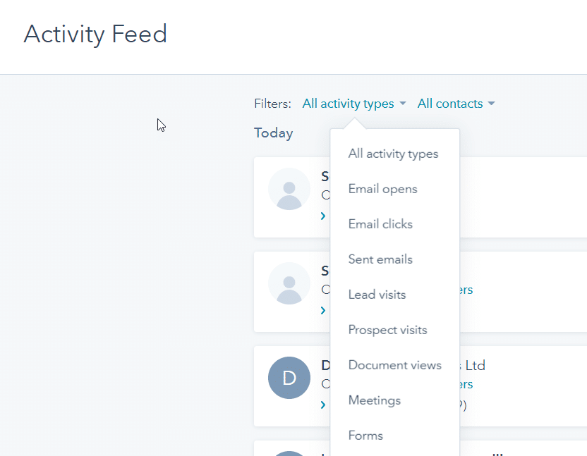 Hubspot Contacts Activity Feed