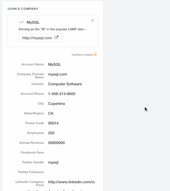 Hubspot Company Insight