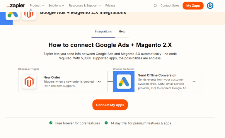 magento google ads integration zapier