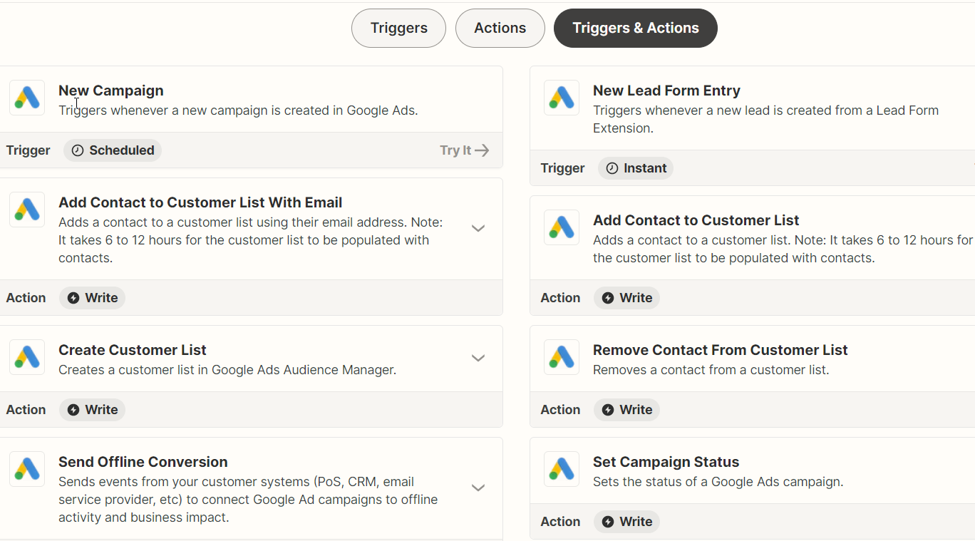 1 2 Zapier Triggers And Actions Google Ads 1