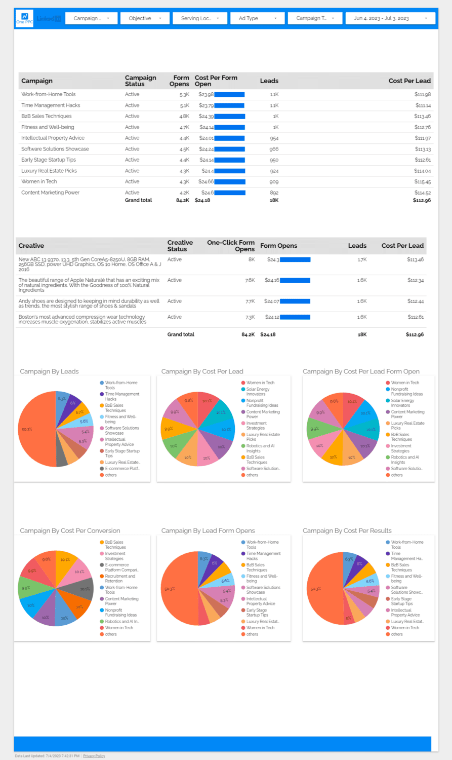 Linkedin Ads Report Looker Studio Google Ads Performance Lead Gen Campaigns 9