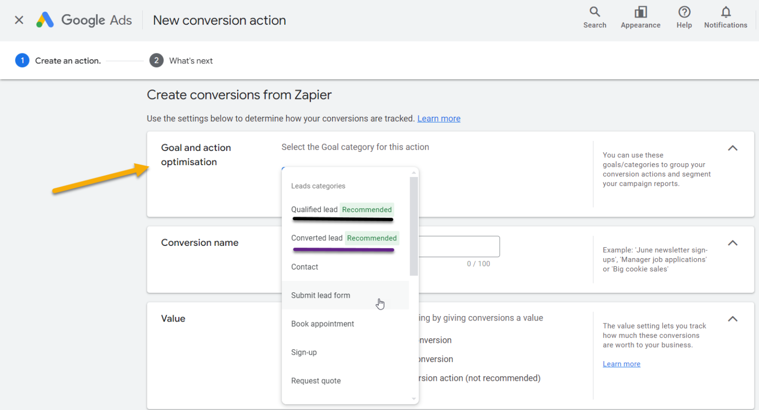 4. Setup Offline Convesion Inside Google Ads For Zapier