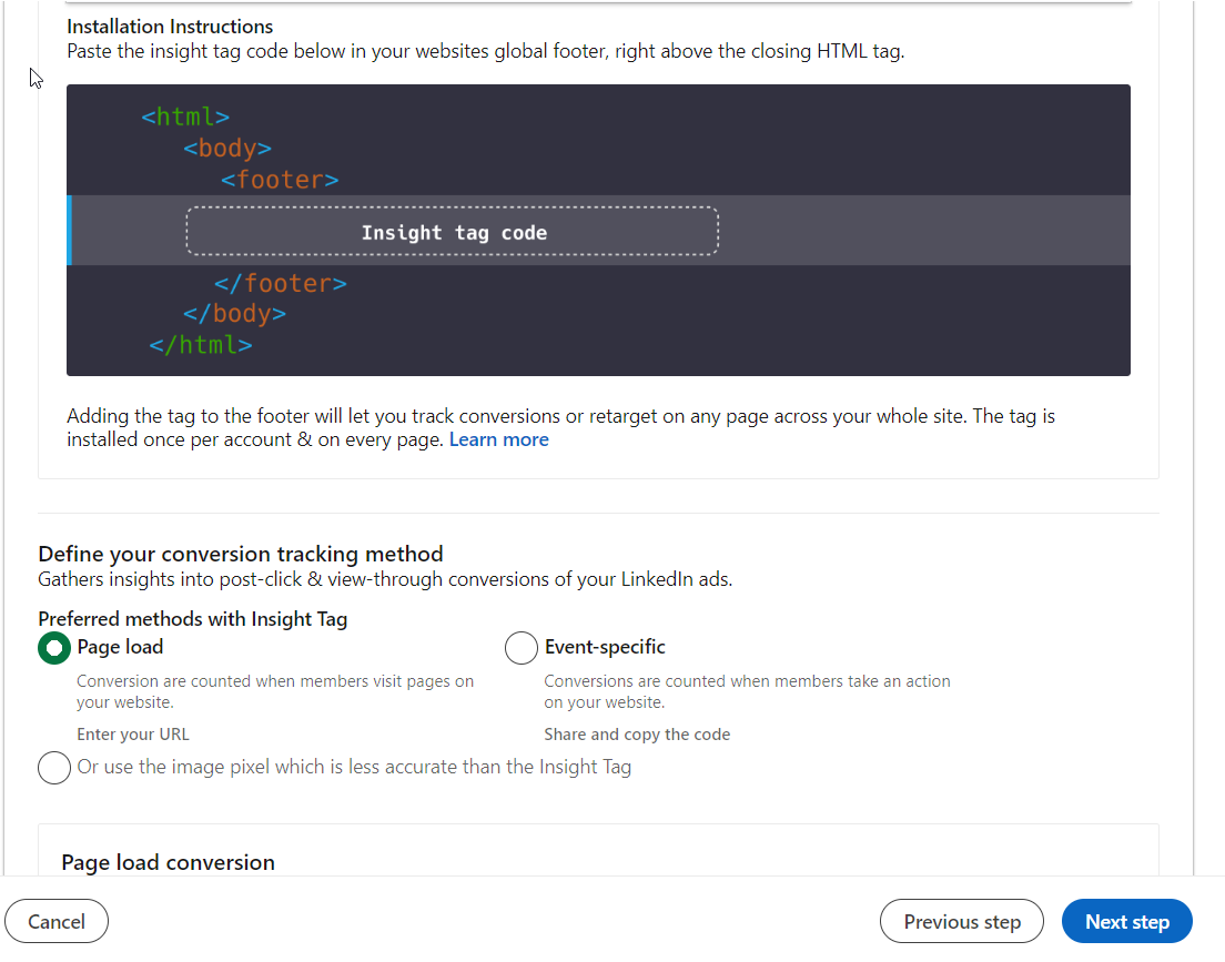 Linkedin Ads Conversion Tracking Insights Tag Setup 3Rd Step