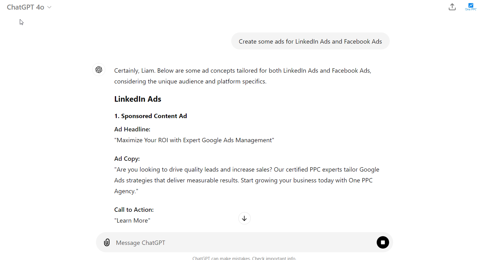 Create Chat Gpt Linkedin Ads And Facebook Adverts