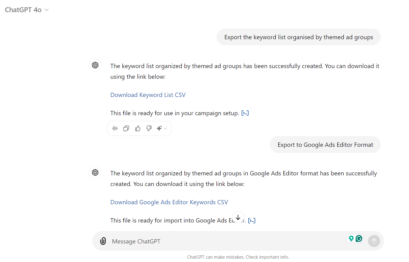 Export Chat Gpt Google Ad Seditor