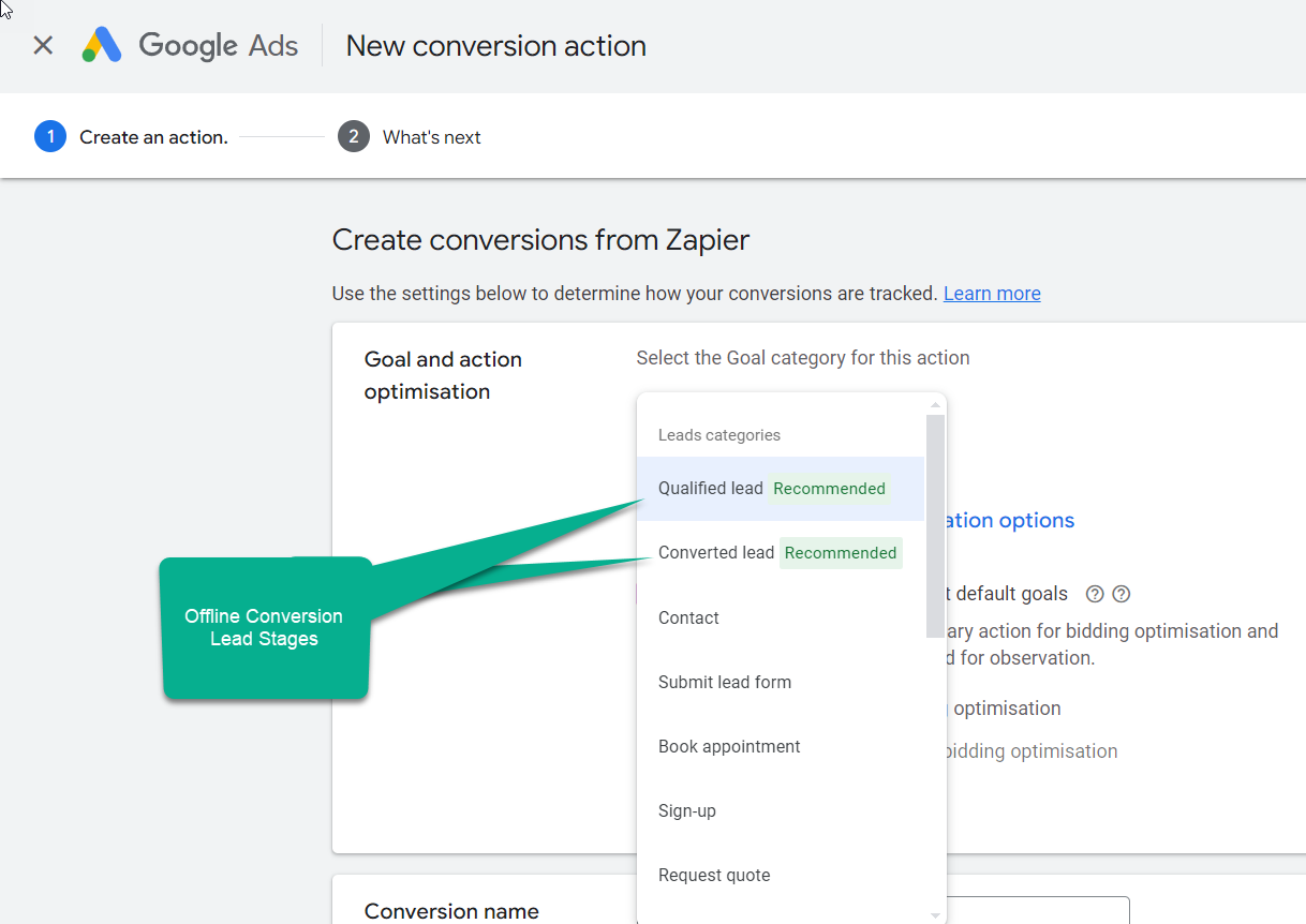 Offline Conversion Lead Stages 1