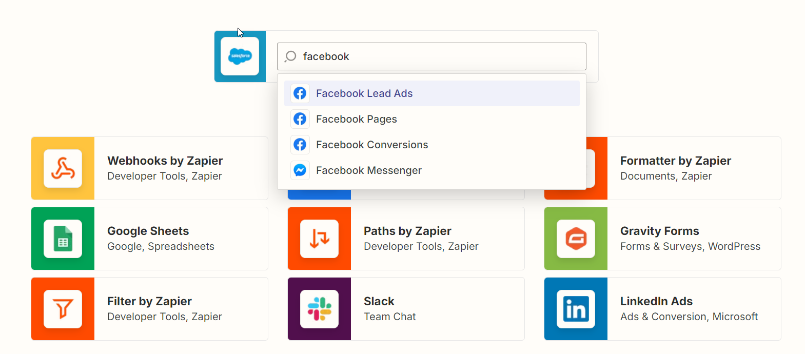 Salesforce Facebook Zapier