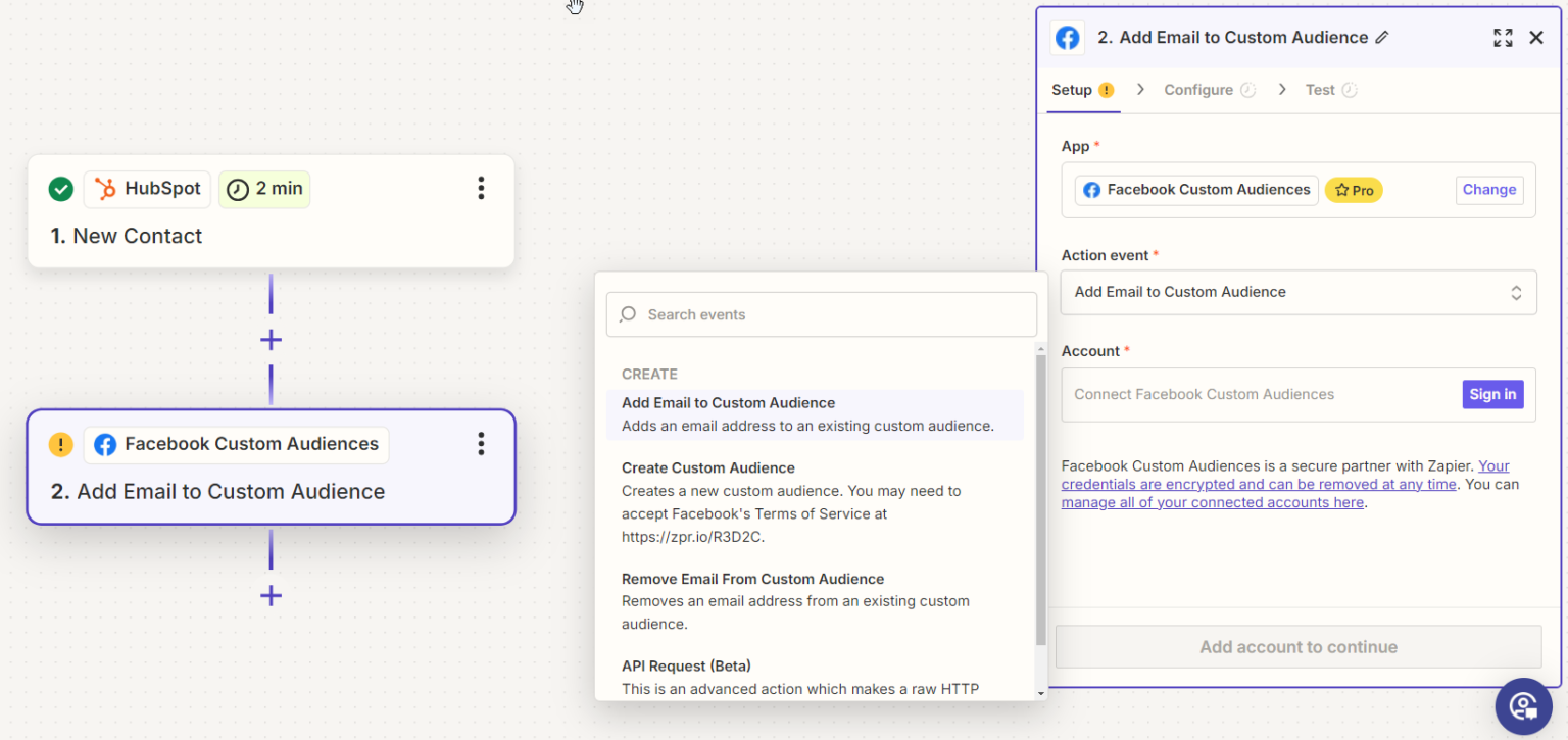 Facebook Ads Audiences Crm Hubspot Zapier Workflow