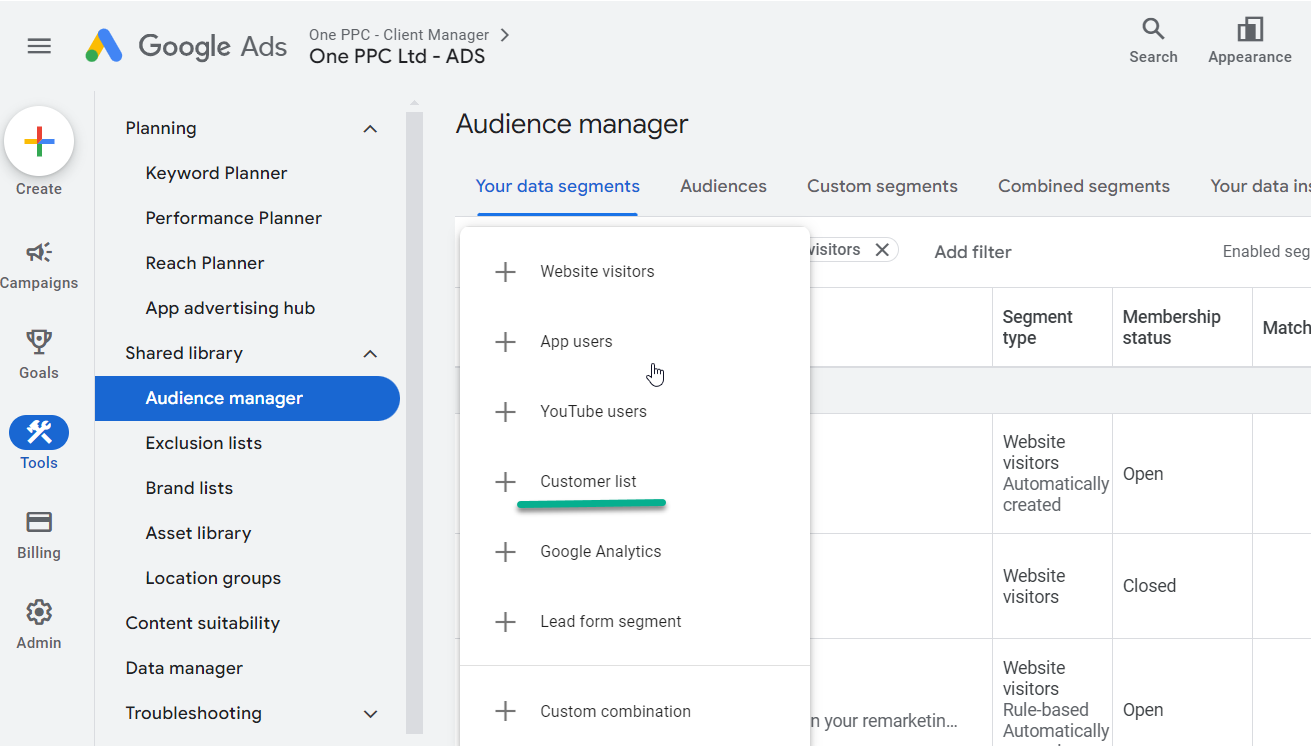 Audience Manager Customer Lists Google Ads Crm Upload